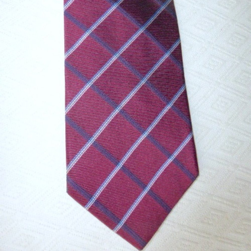 BROOKS BROTHERS MAKERS 100% ENGLISH SILK TWILL TIE red white blue stripe plaid
